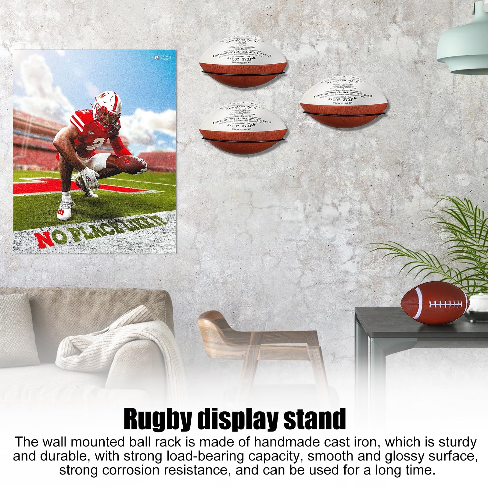 Xlwen 2 Pièces Support Mural Pour Ballon, Muraux Pour Ballon De Sport Support En Metal De Balle Mural Vous Pouvez Afficher Votre Ballon De Basket Ball Rugby Football Volley Ball Etc