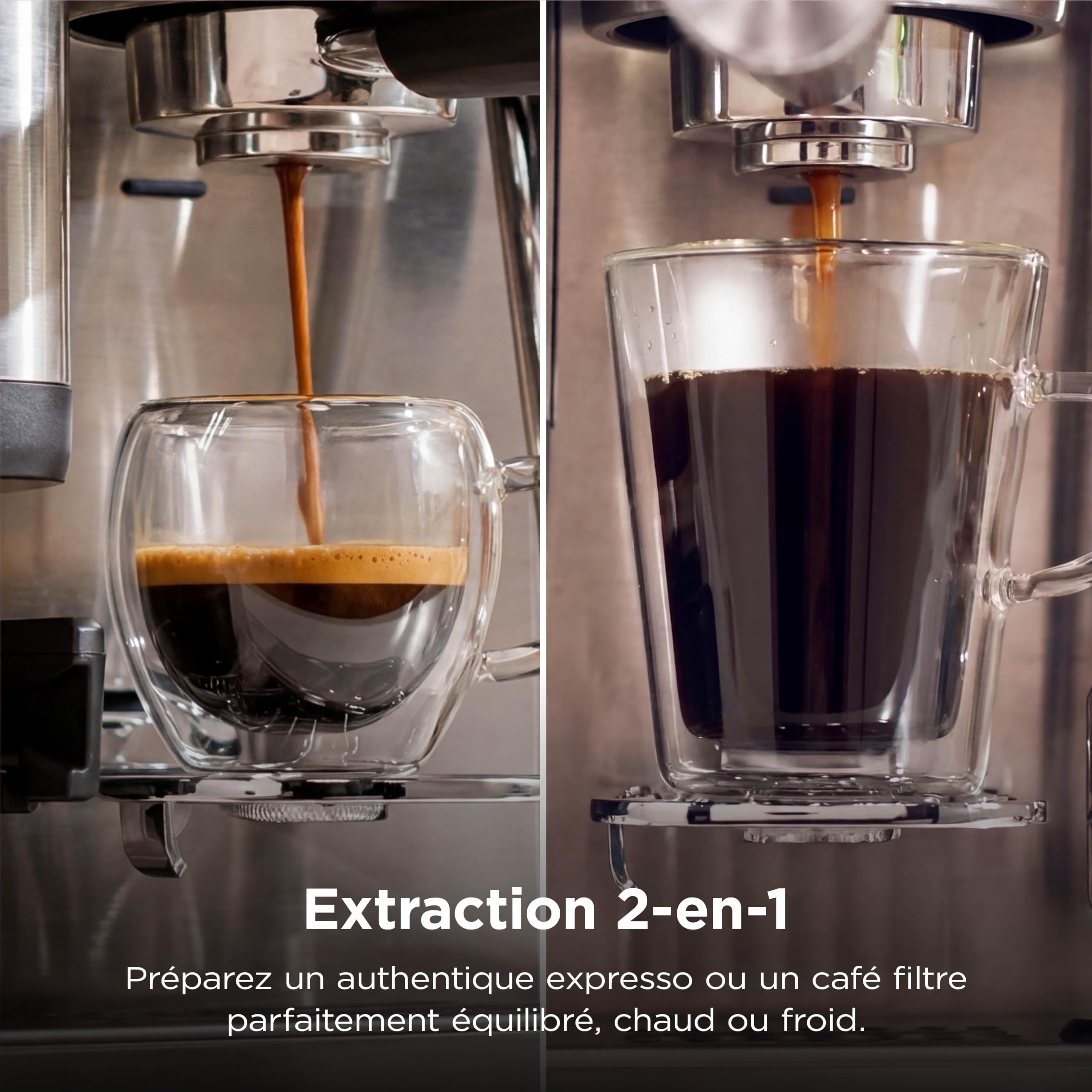 Ninja Luxe Café Mini 2-en-1, Machine à café filtre et expresso avec broyeur à grains intégré et mousseur automatique ES351EU