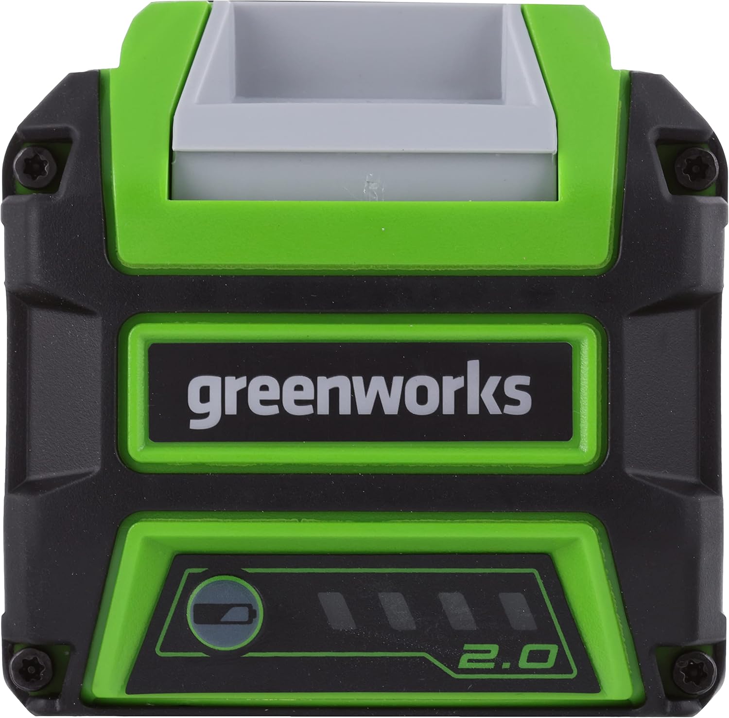 ເທິງ view of Greenworks G40B2 battery contacts