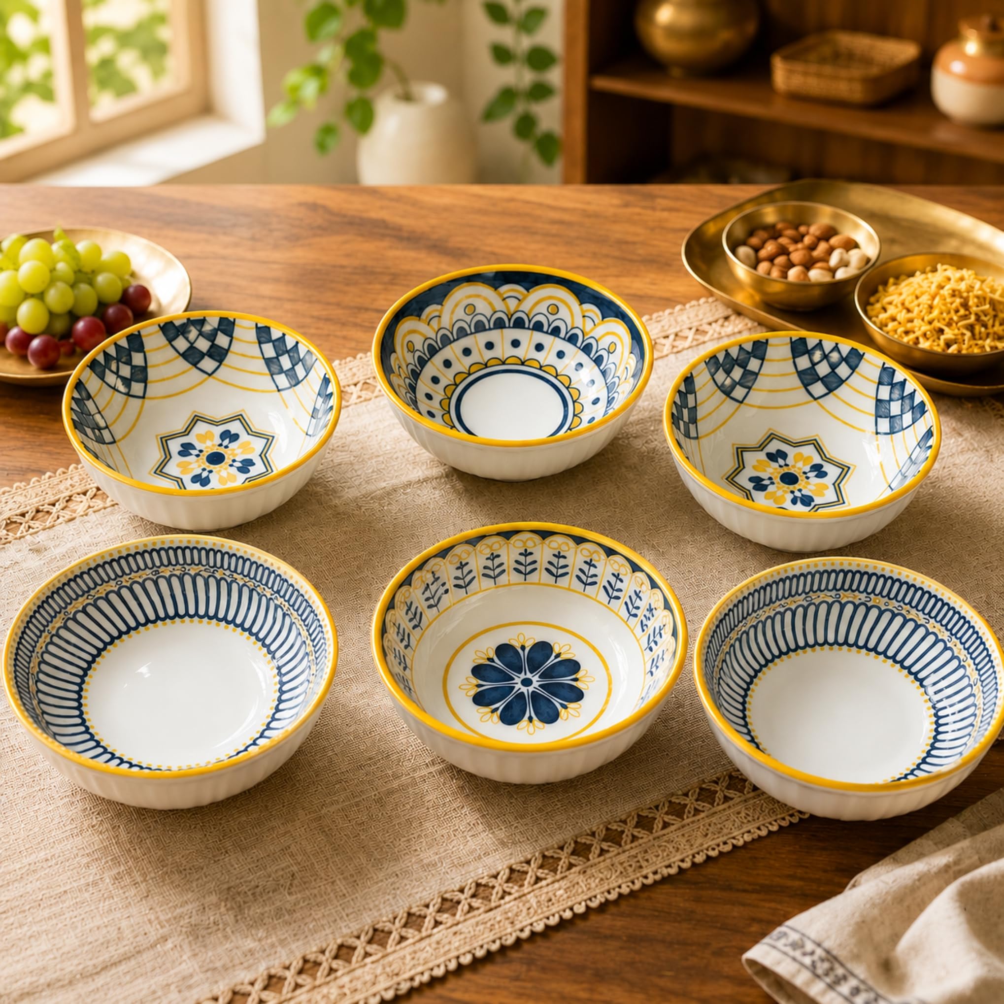 Ceramic Bowl Set - 4 Stylish Serving Bowls -7