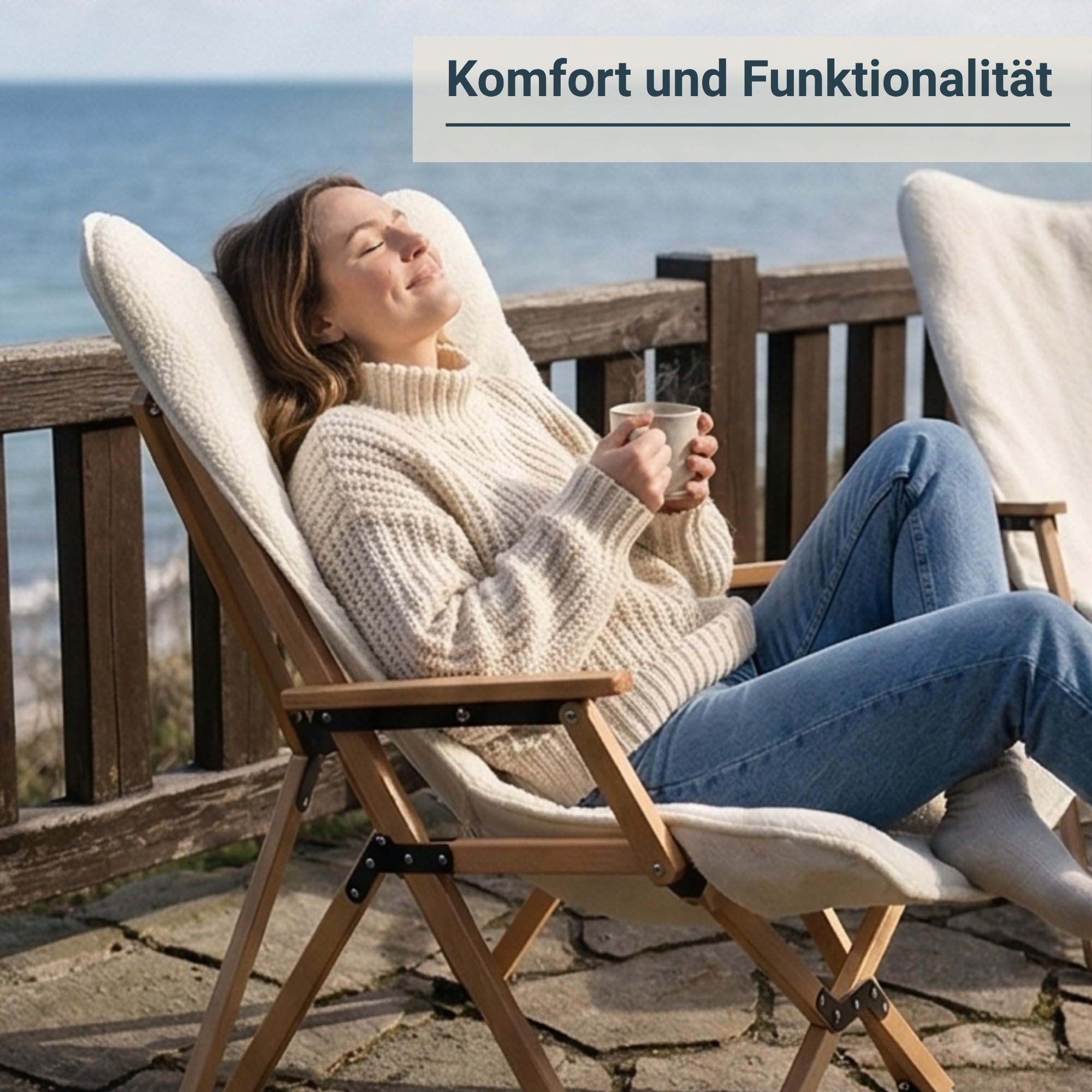 osoltus Faltsessel Sessel Campingsessel Holz m.Fellbezug Greg