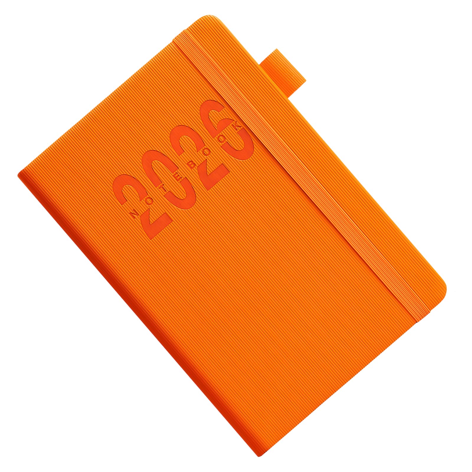 Agenda journalier 2026, A5 orange, organiseur de vie de janv 2026 à déc 2026, 360 pages, couverture en PU avec passant pour stylo, ouverture à plat, créneaux horaires, suivi précis pour planifier