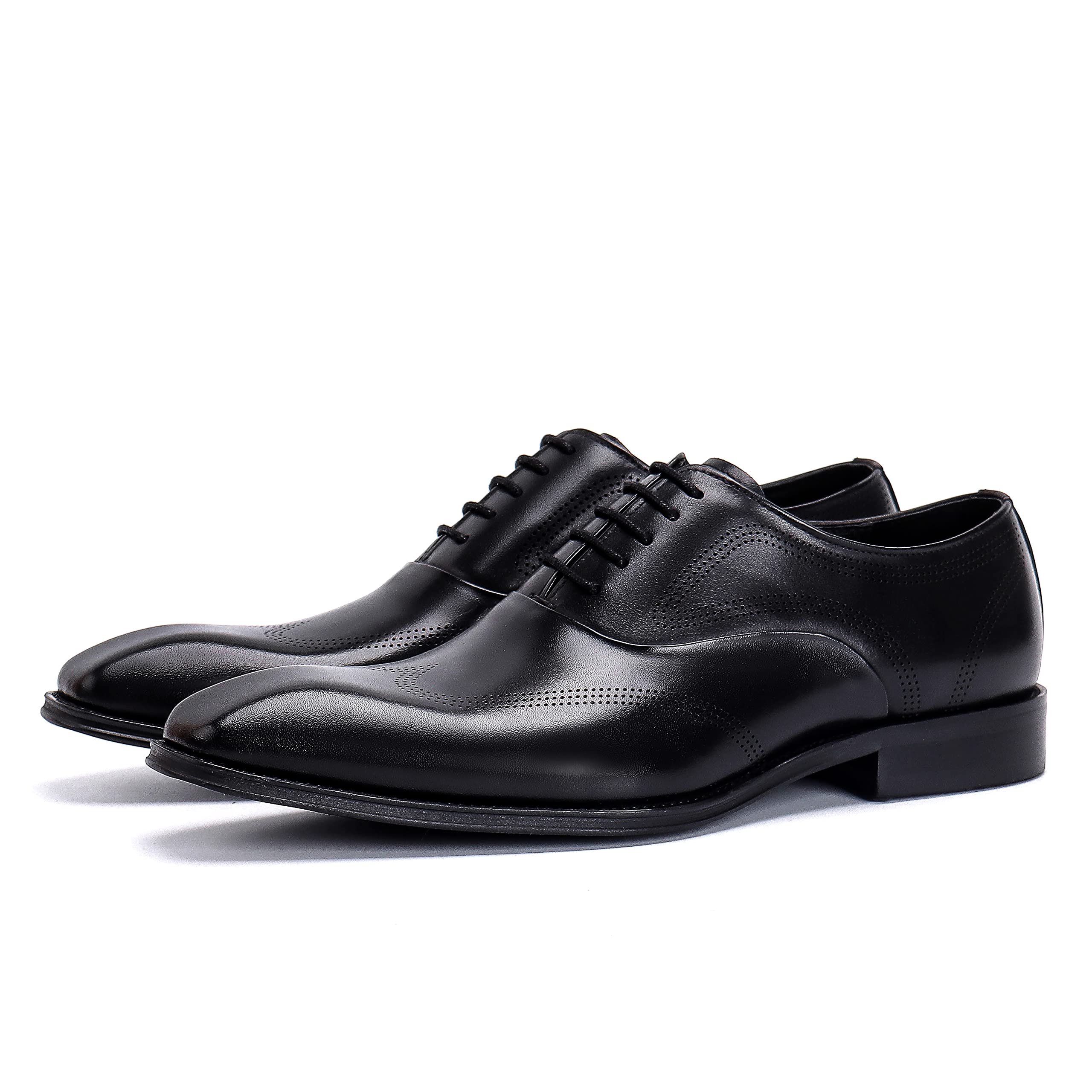 Oxfords Casuales Negocios para Hombres Brogues de Vestir Formales Trabajo Zapatos Bajos con Cordones en Cuero Genuino