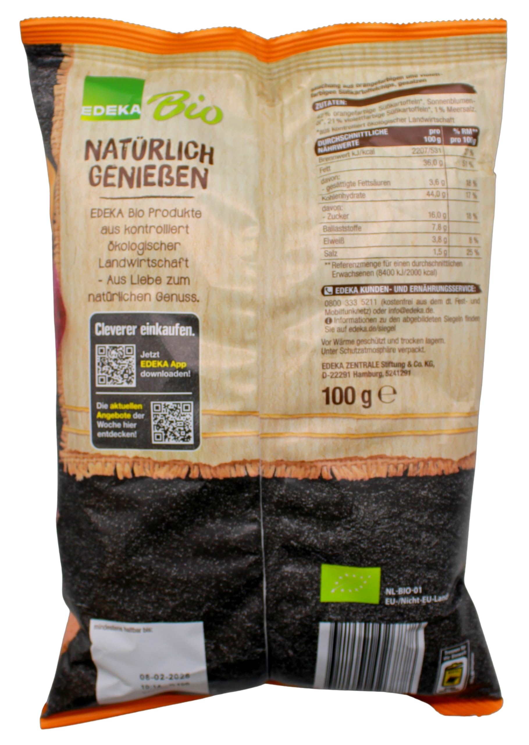 Bio Sweet Potato Chips mit Mehrsalz, 20er Pack (20 x 100g)