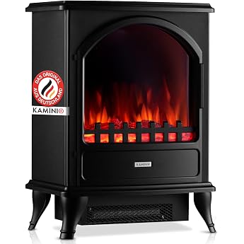 KAMINIO Leni Electric Fireplace with Heater 3D Flame Effect Black