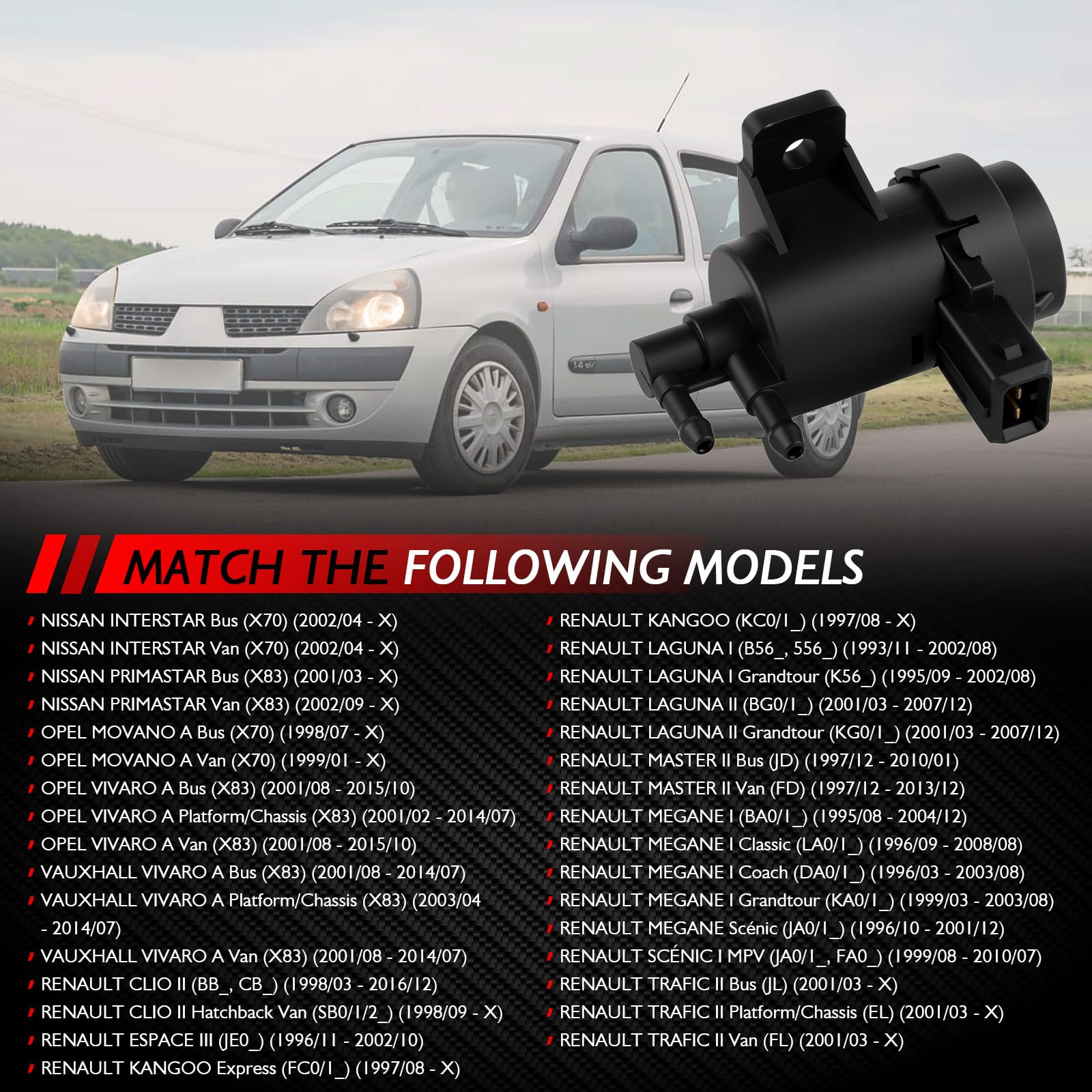 Trasformatore di pressione, turbocompressore, controllo gas di scarico di ricambio per Clio 2 Kangoo KC Trafic FL Master II Bus Movano auto x70 accessorio auto parte # 7700113071