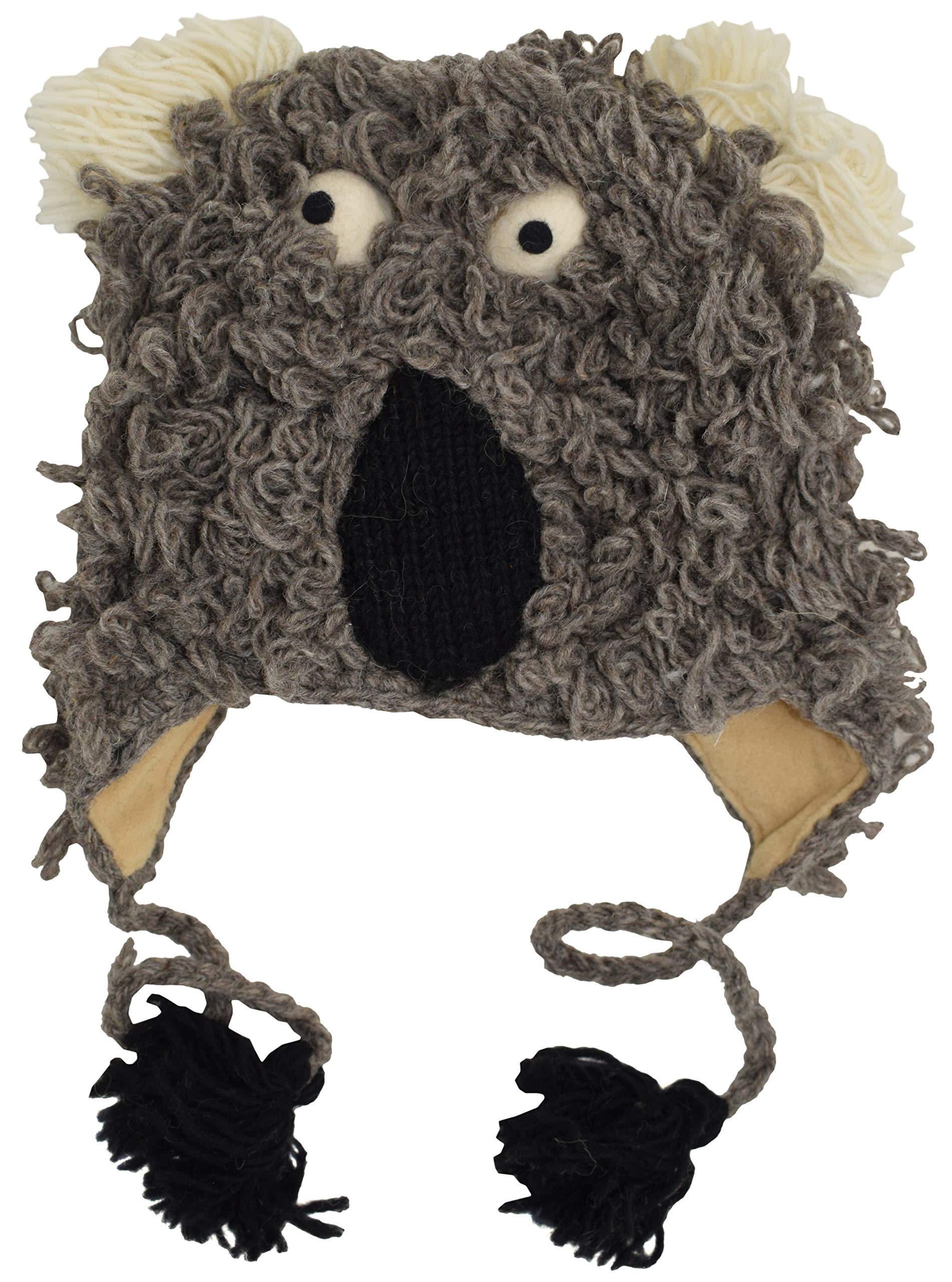Gheri Men's Koala Woollen Handknitted Fleece Lined Trapper Farm Animal Hat