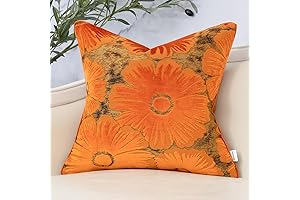 World Market Decor: Burnt Orange Floral Jacquard Throw Pillow Cover