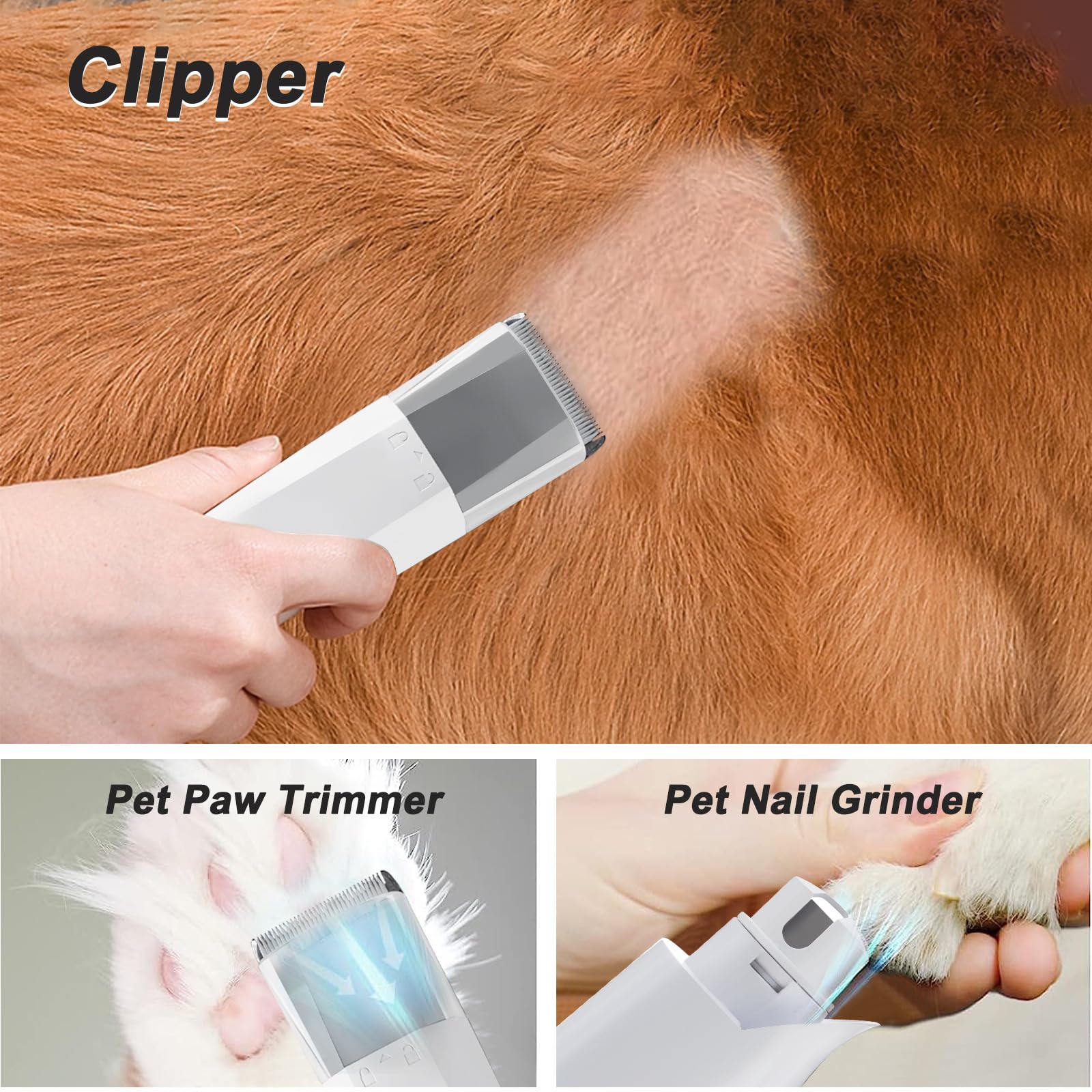 Kit De Aseo Para Mascotas, Aspiradora Profesional 6 En 1 Para Pelo De Perro, Limpiador De Patas De Gato Con 13000 PA, Herramienta Para Eliminar El Pelo Suelto, Con Cortaúñas Y Depósito Para Polvo