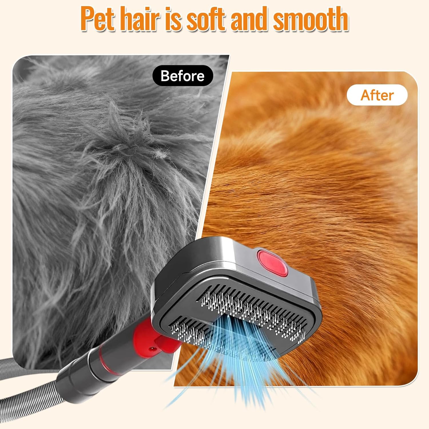 Pet Grooming Kit Dog Hair Vacuum Attachment Fits Dyson V7 V8 V10 V11 V15， Pet Hairs Parts Head Replacement，Effective Grooming & Cleaning， Hair Grooming Tools for Dog and Cat， 5 Pack