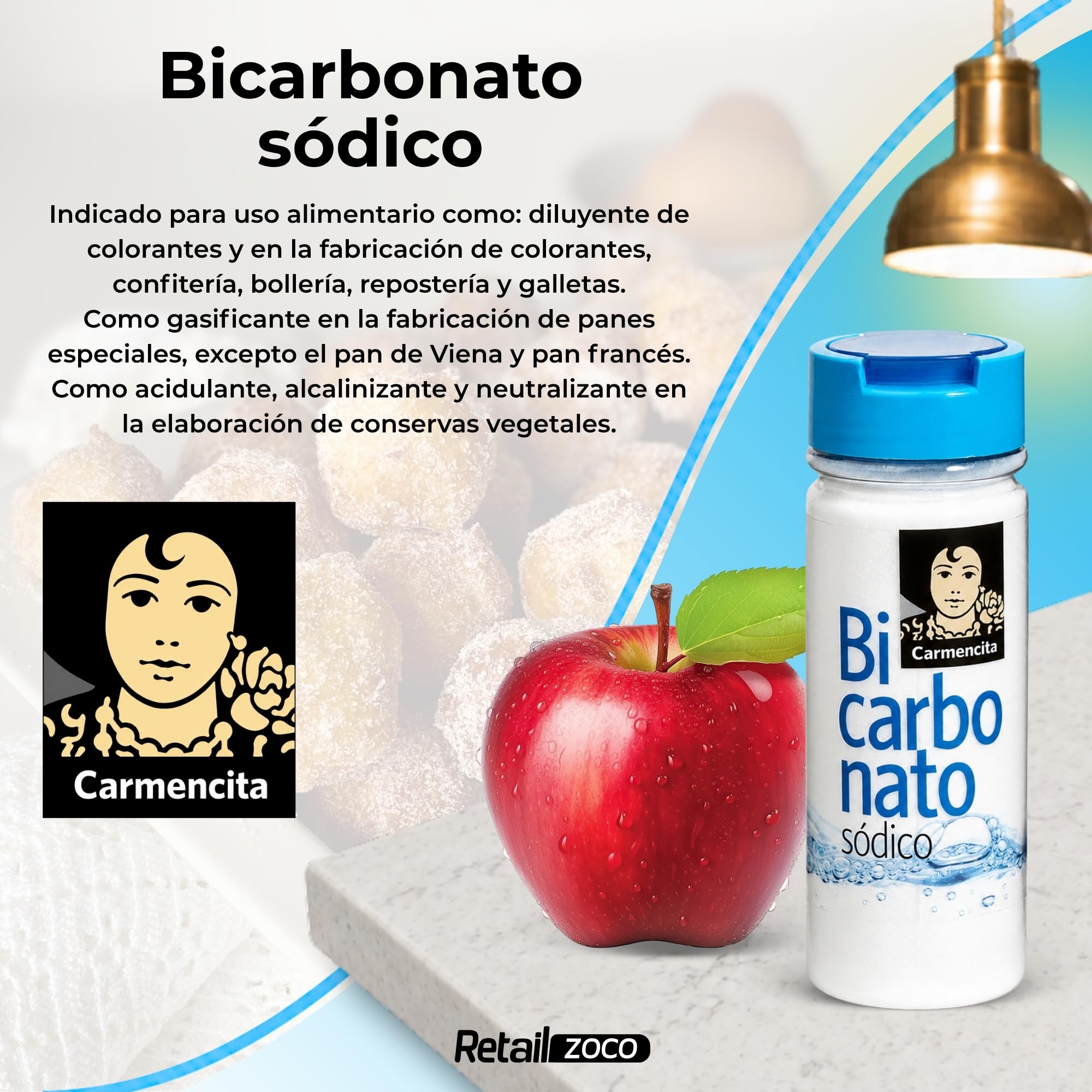 Bicarbonato de sodio alimenticio 200 g x 2 unidades