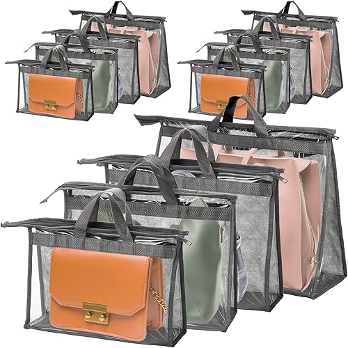 Peohud Paquete de 12 bolsas antipolvo para bolsas, organizador de almacenamiento transparente para armario, bolsa protectora de bolsa de