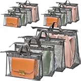 Peohud 12 Pack Dust Bags for Handbags, Clear Handbag Storage Organizer for Closet, Purse Protector Storage Bag with Zipper and Handle, Hanging Dust Cover Bag for Handbag