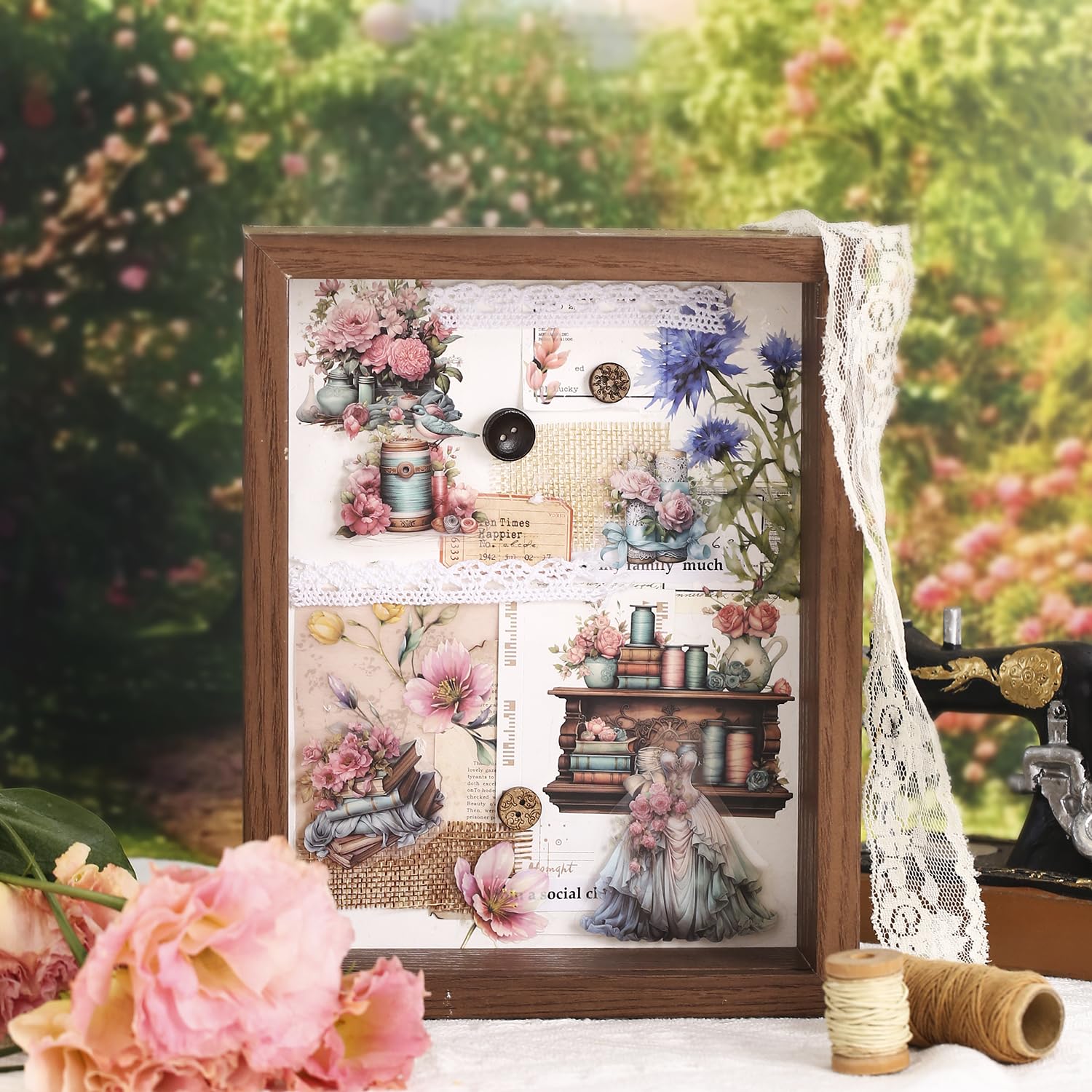 Libro De Calcomanías Vintage - 20 Hojas Con Diseños Florales En PET, Ideales Para Scrapbooking, Diarios Y Manualidades, Más De 480 Pegatinas