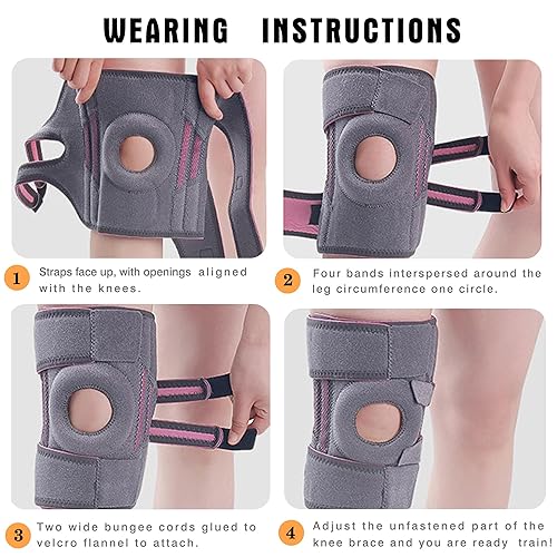 Miniatura 6 de Rodillera negra para hombres y mujeres, soporte elástico doble lateral para almohadilla rotuliana realign rodilla, soporte máximo para dolor