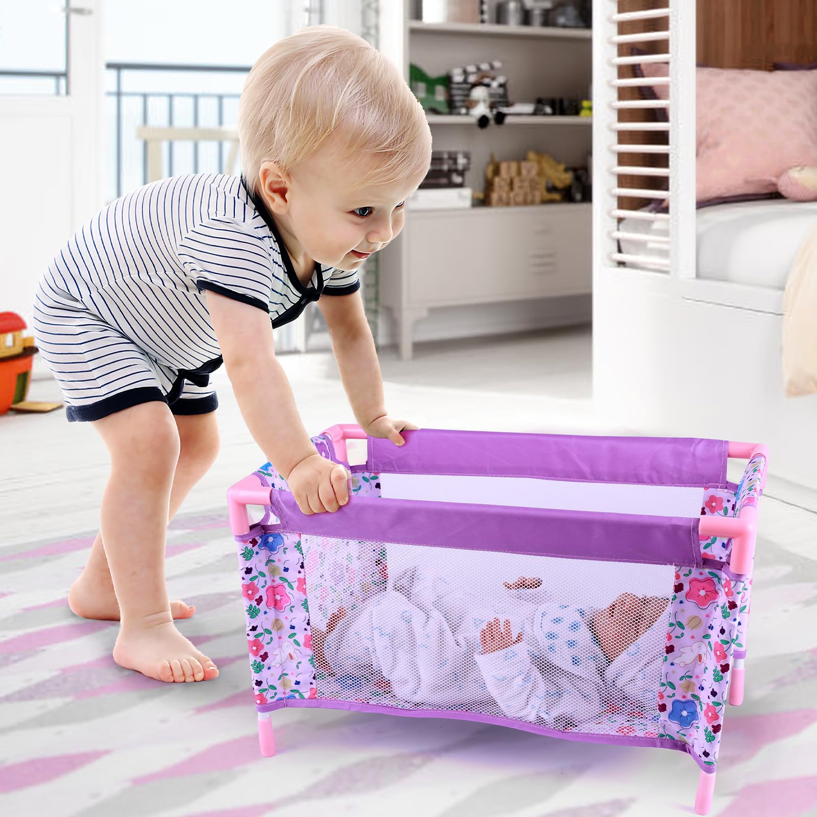 Baby Doll BABESIDE Cuna De Muñeca De Bebé, Cama Para Muñecas De 17