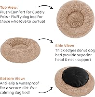 Vista 5 de Donut Dog Bed - Premium Comfort for Anxiety Relief - Fluffy & Calming Design with Ultra-Plush Support Cozy Round Dog Bed with Super Soft Circle