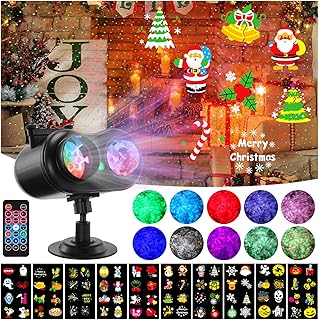 HAKUTA Halloween Weihnachts Laserprojektor Lichter 3-in-1 Wellen Ozean Effekt LED Projektor mit 10 Dias/80 HD-Mustern für Weihnachten, Neujahr, Geburtstag, Halloween, Thanksgiving-Dekoration