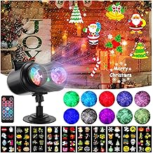 HAKUTA Halloween Christmas Laser Projector Lights 3-in-1 Wave Ocean Effect LED Projector with 10 Slides/80 HD Patterns for Christmas, New Year, Birthday, Halloween, Thanksgiving D&eacute;cor