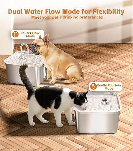 Miniatura 6 de Fuente de agua para gatos de acero inoxidable de 135 oz4 L, fuente de agua para mascotas, mascotas, perros, animales pequeños, dispensador