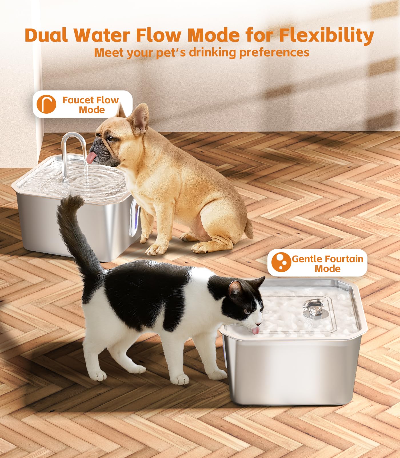 4L/135oz Large Cat Water Fountain Stainless Steel with 8 Filters Pet Water Fountain for Cats Quiet Indoor Pets Dog Small Animal Automatic Dog Water Dispenser for Drinking Watering Supplies - image 5