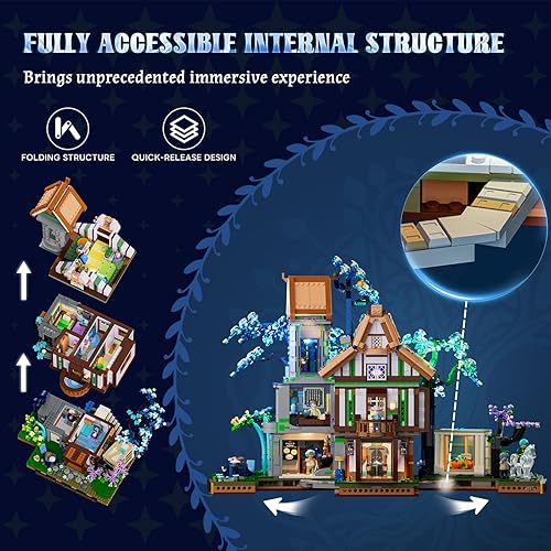 Miniatura 3 de Sylvan-Inn Treehouse Lighting - Juego de ladrillos de construcción, 3120 piezas, colección de cabaña de hotel elfo, juego de luces LED para adultos