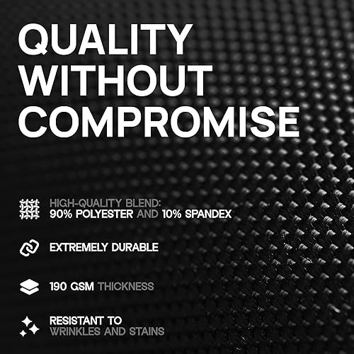 Miniatura 4 de White Classic Juego de 2 manteles de elastano elástico para mesas rectangulares, resistentes a las arrugas, plegable, color negro