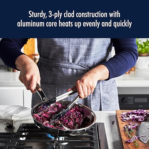 Miniatura 3 de HENCKELS Clad H3 - Juego de 2 sartenes de inducción, sartén de 8 pulgadas y sartén de 10 pulgadas, acero inoxidable, duradero y fácil de limpiar, 8