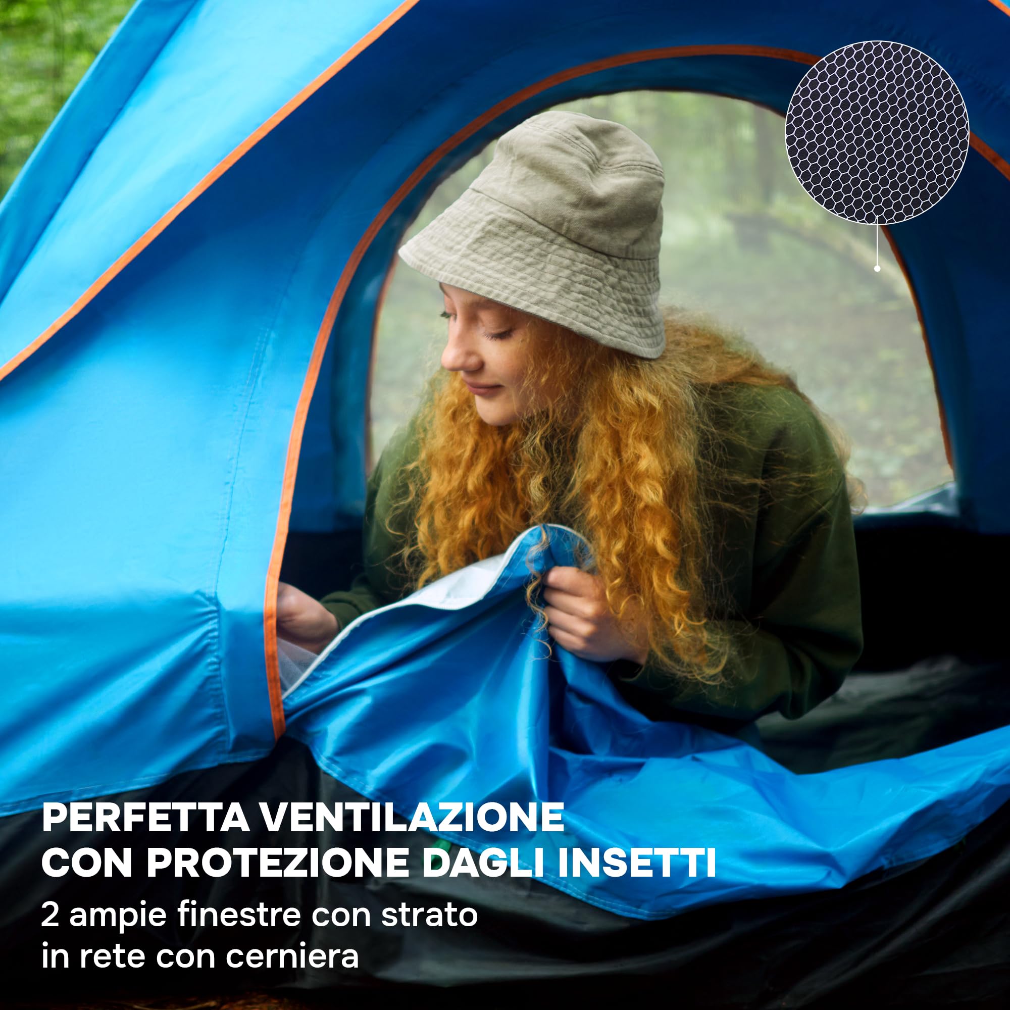 Tenda Campeggio - Ultraleggera Tenda Campeggio - Antivento Tenda 2-3 Persone - Automatica Tenda Familiare - Pop Up Tenda da Spiaggia - Grande Tenda Antivento - Blu