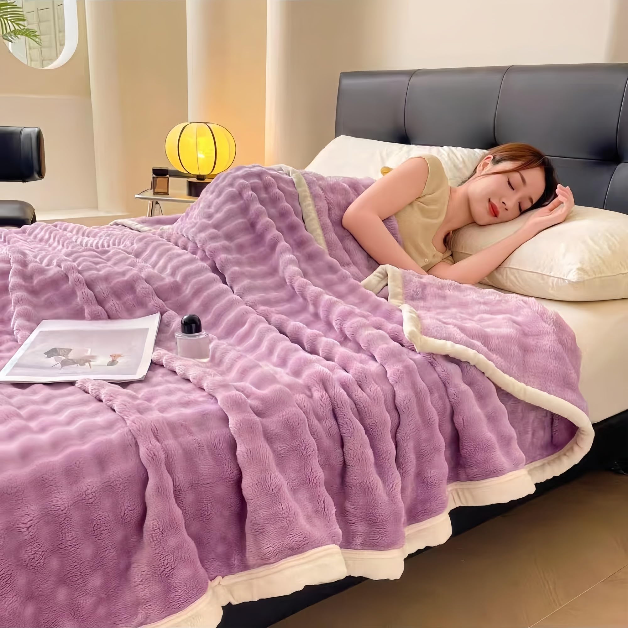 Couverture de canapé en peluche lapin violette pour des soirées cocooning chaleureuses