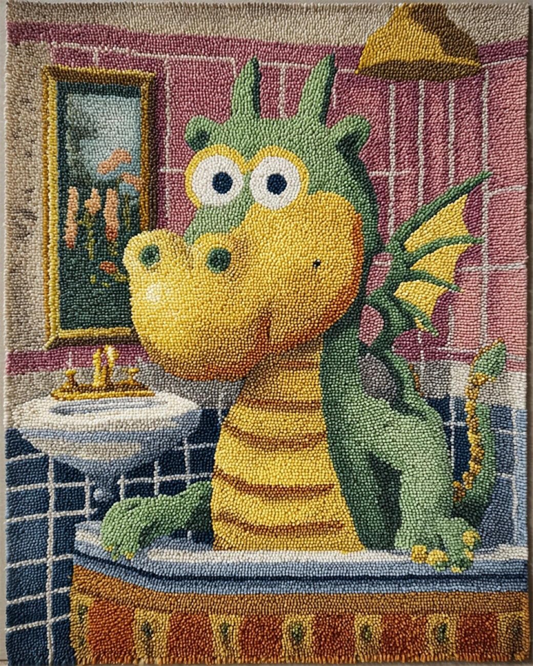 AMBATTERY Latch Hook Rug Kit Fantasy Dragon 85x115cm