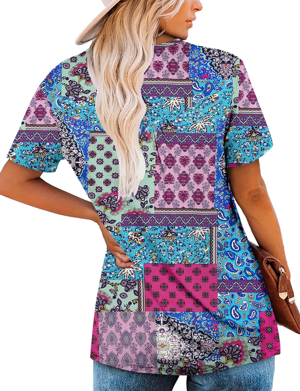 KISSMODA Ladies Pleated Tunic Tops for Women Buttons up Long Sleeve Shirts Floral Print — view 4