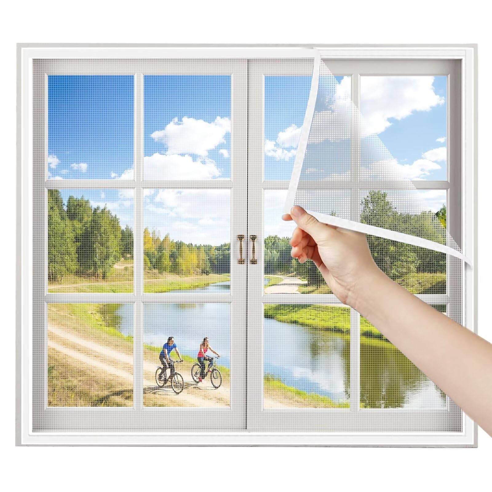 Wohnzimmer Pollenschutzgitter Fenster 175x195cm Weiß Bausatz zur Selbstmontage, Fliegengitter in verschiedenen Größen auswählbar