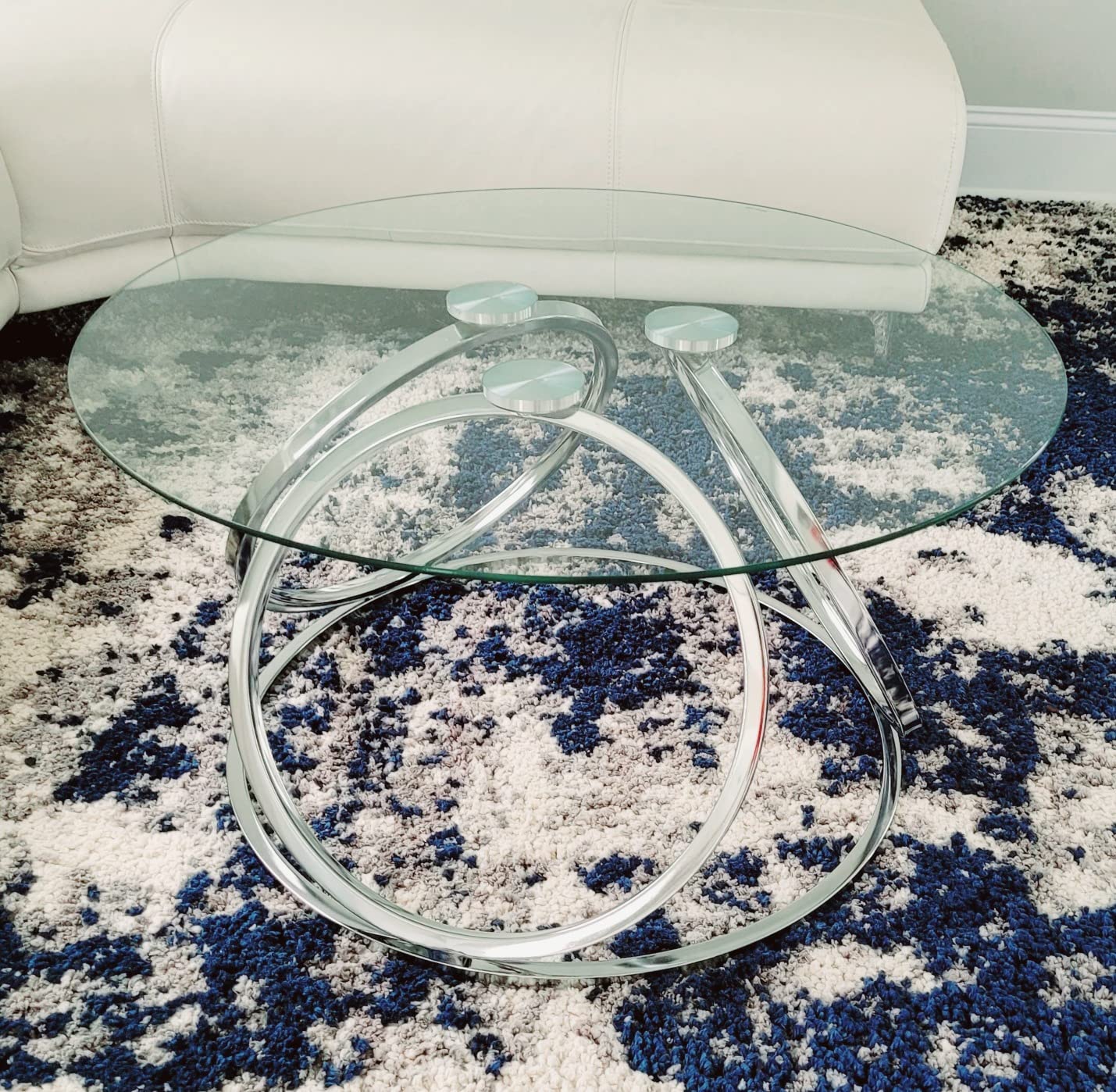 $35/mo - Finance O&K FURNITURE Gold Coffee Table, Modern Round Glass ...