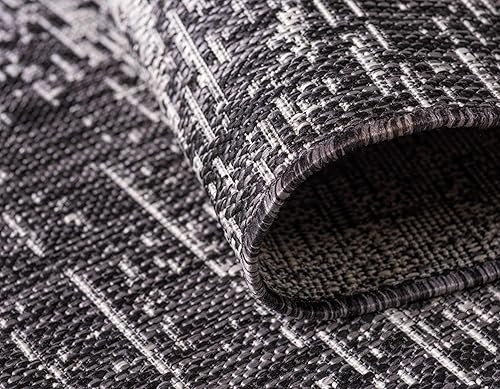 Miniatura 6 de Unique Loom colección Outdoor Modern - Tapete para exteriores en color degradado (7 pies 1 pulgada x 10 pies, rectangular, gris carbónmarfil)