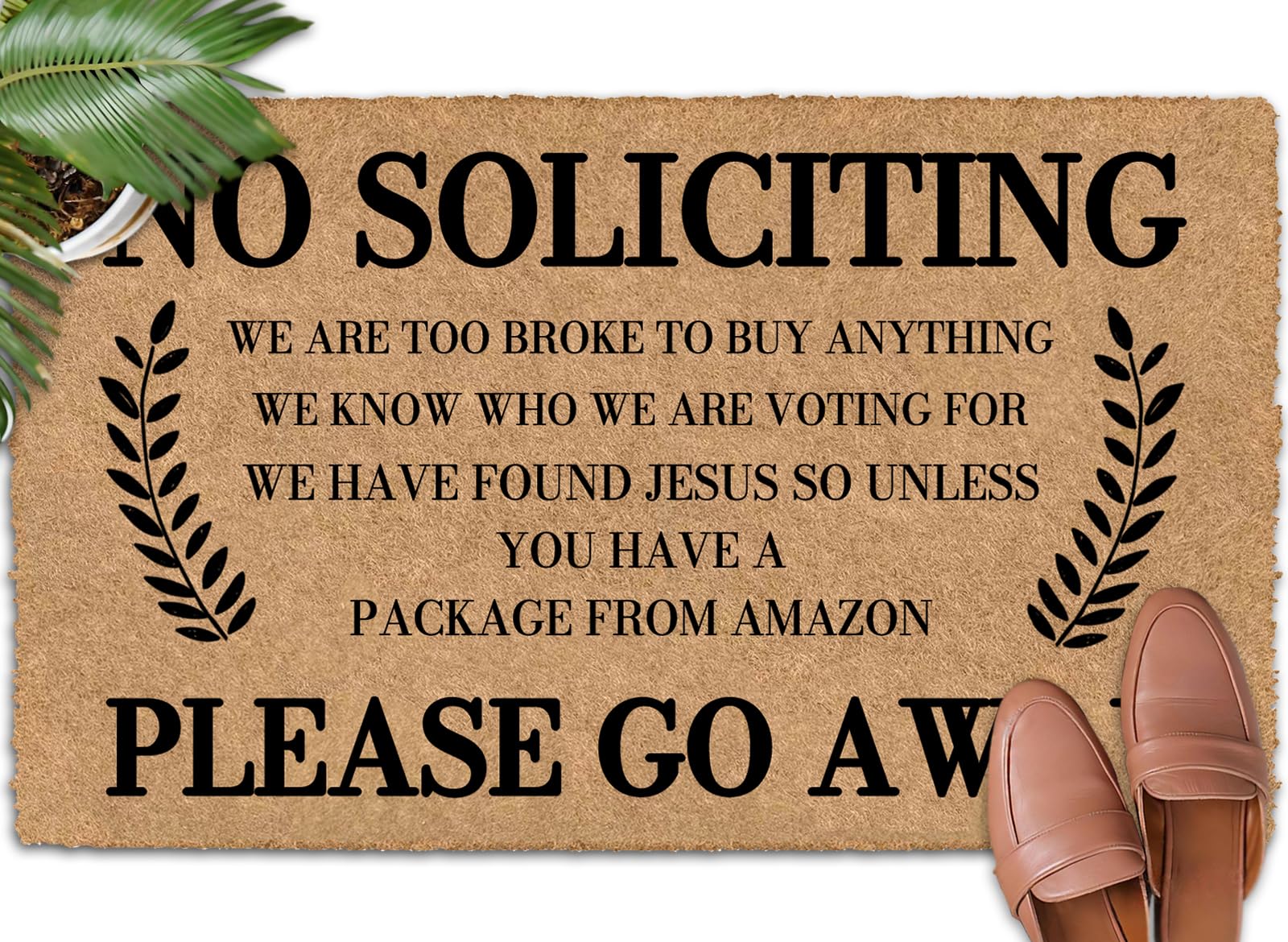 No Soliciting Please Go Away 30"x18" Keep Dirt Out with Rubber Door Mat Outdoors Outdoor Doormats for Front Door Winter Door Mat Outdoor Non Skid Rug