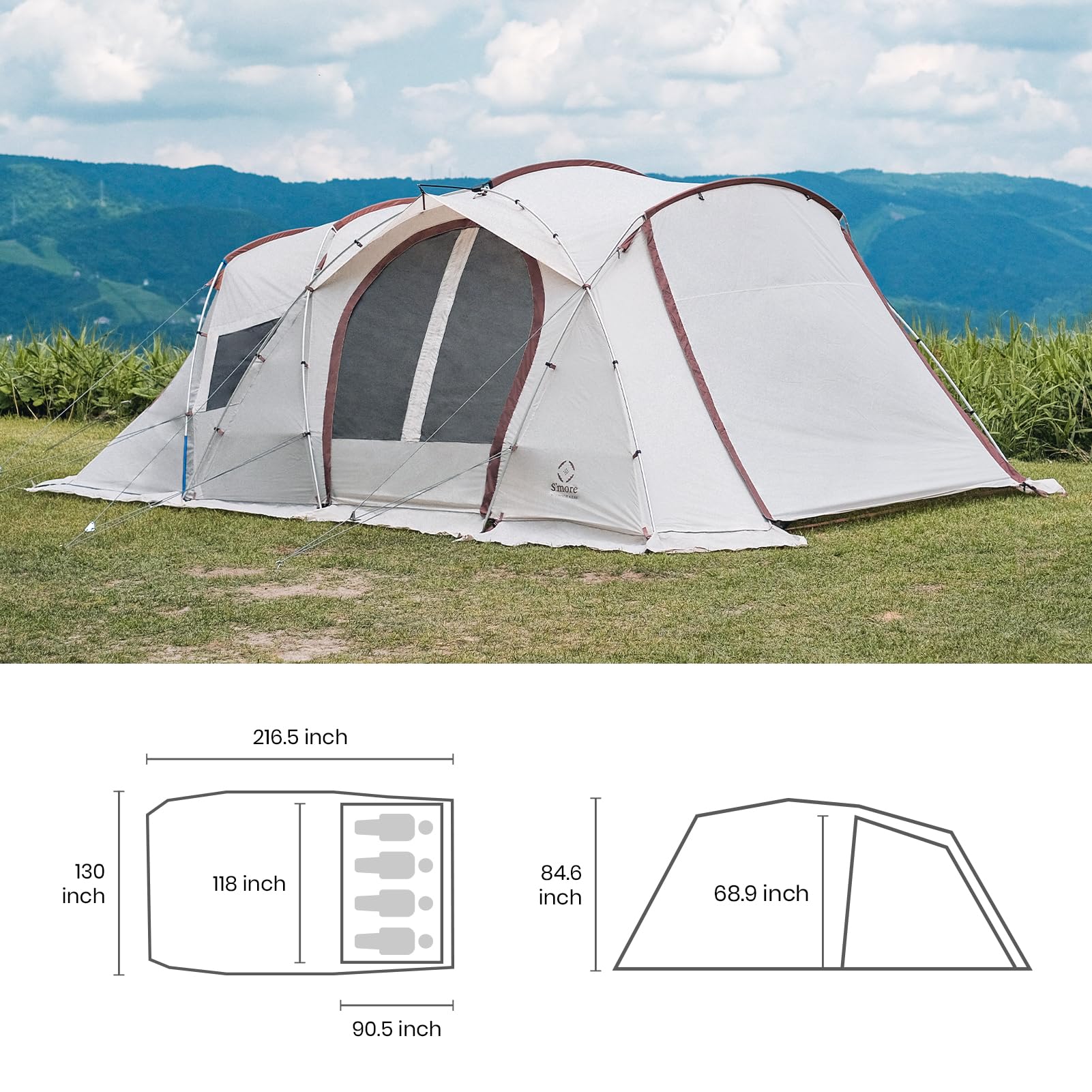 Amazon | S'more Maroom グランピングテント ポーチ付き 2/3/4/5/6人用