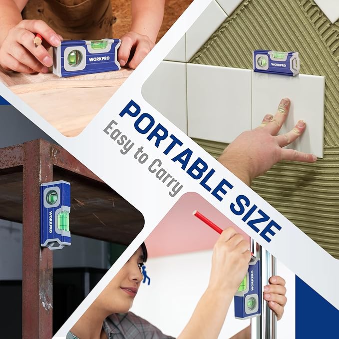 Nivel Magnético Mini WORKPRO 4.5 Pulgadas, 2 Burbujas, Aluminio miniatura 5
