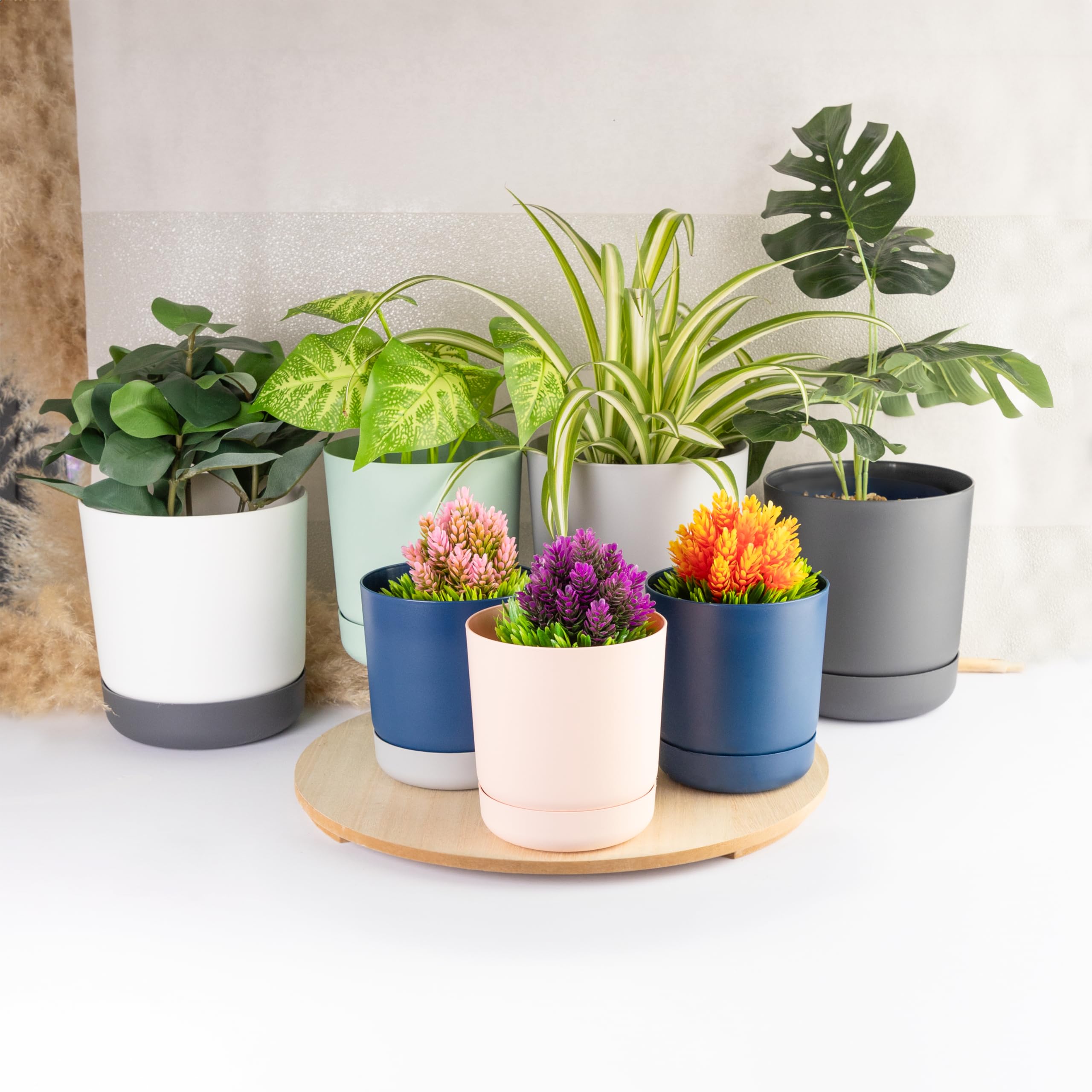Home Garden Ornaments Plant Pots Indoor, SetClassy Indoor Plant Pot of 3 (13cm, 15cm, 17cm) with Drainage Holes - Image 3
