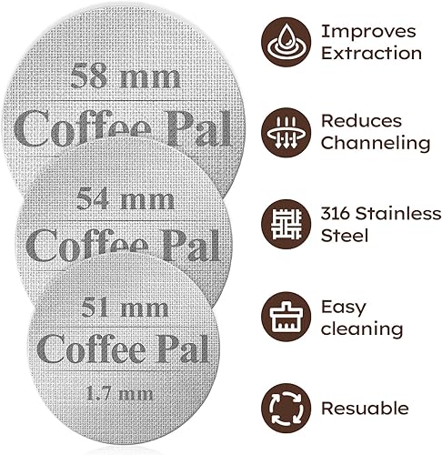 Miniatura 4 de Paquete de 2 pantallas de disco de 2.126 in, pantalla de filtro de espresso para cesta portafiltro de 2.126 in, pantalla de ducha inferior, malla de