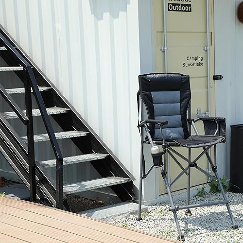 Miniatura 9 de Sillas plegables extra altas Stonehomy para adultos 330lbs, sillas director plegables de altura de barra portátiles para acampar al aire libre,