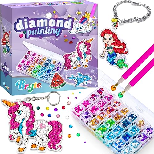 BRYTE Mochila Bling Kit - Multicolor, más de 4 años, 16 compartimentos - Estuche de arte de diamantes para niños, juego de arte de gemas de