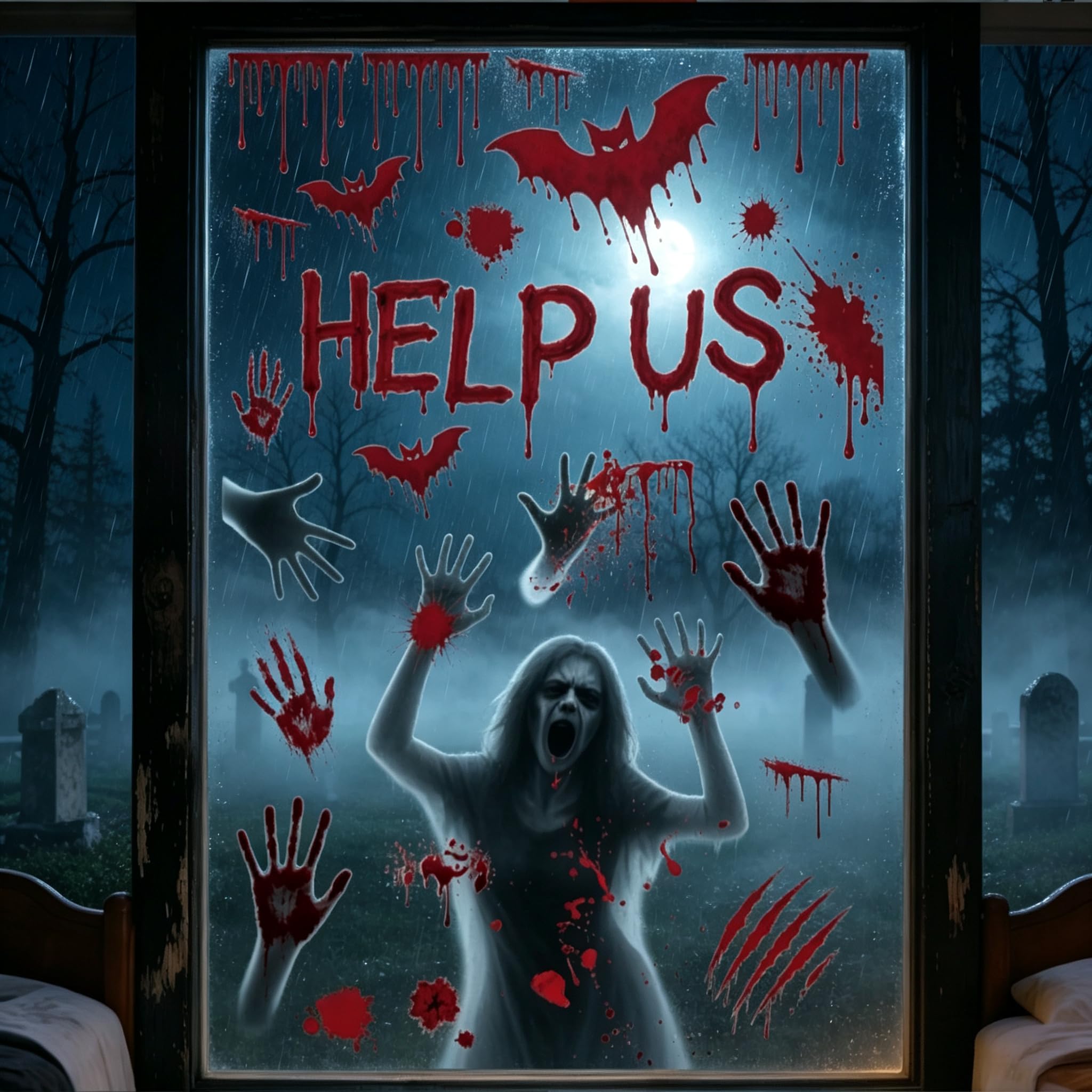 Halloween Window Stickers, Halloween Decorations, Spooky Window Clings