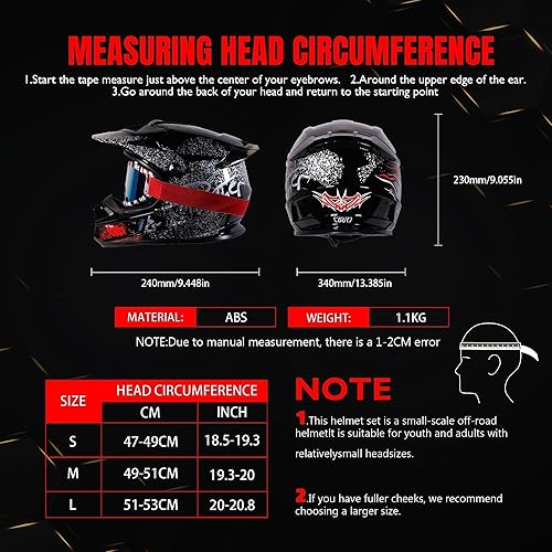 Miniatura 2 de Casco todoterreno de motocicleta de cara completa para niños y jóvenes, casco todoterreno de cuatro ruedas, motocross, Go Kart, Racing, ATV, BMX,