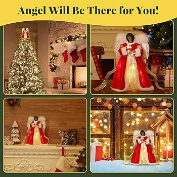 Puntale Albero Di Natale Angelo Bianco - 20,5 Cm Con Ali Scintillanti | Decorazione Natalizia