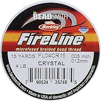 Vista 19 de The Beadsmith Fireline by Berkley - Hilo trenzado microfusionado - Prueba de 4 libras, diámetro de 005"/.12mm, carrete de 50 yardas, color cristal