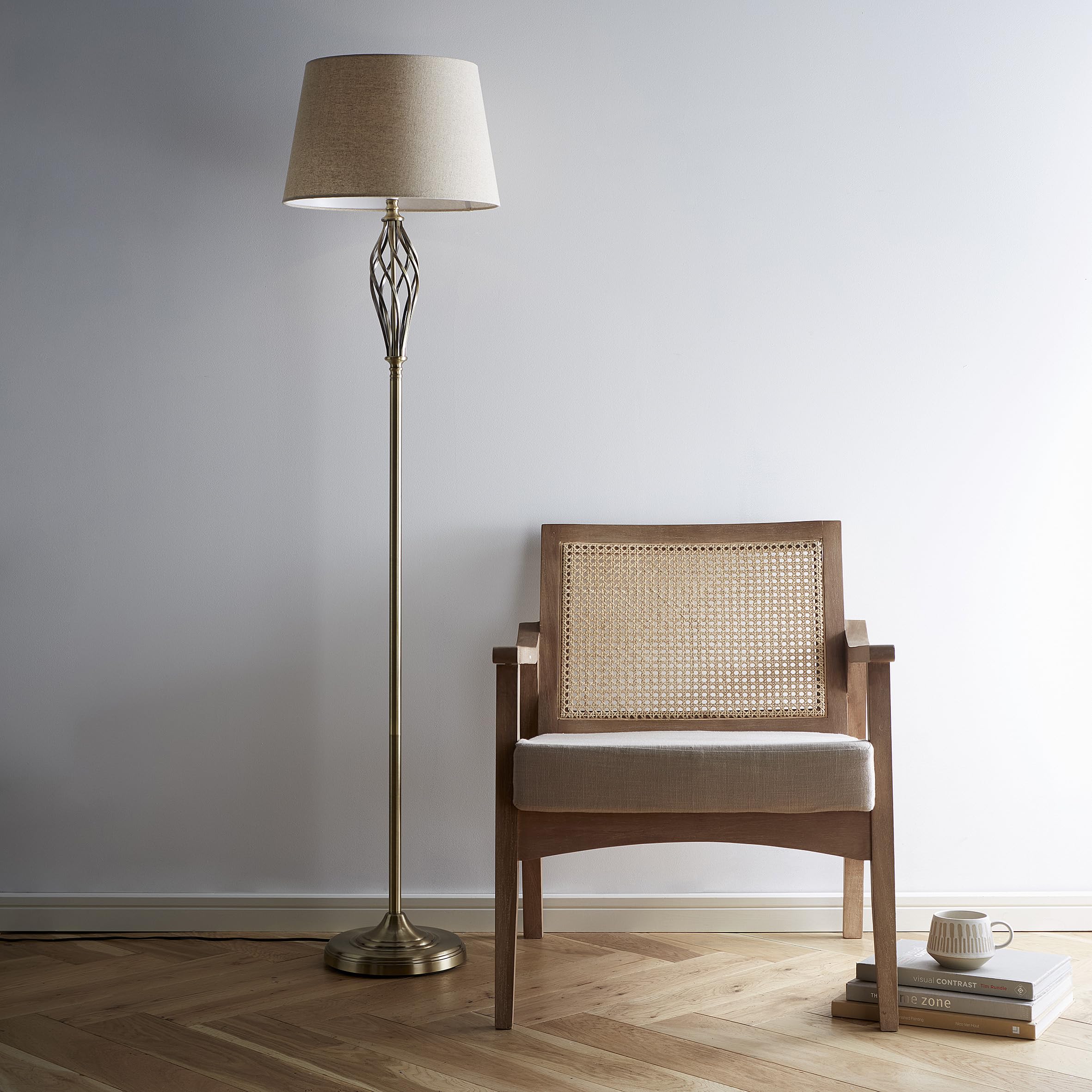 K Living Compton Antique Brass Floor Lamp And Lamp Shade Brown