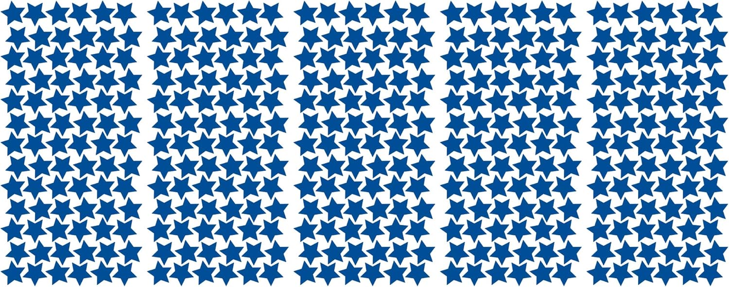 LiteMark Removable Matte Finish Blue 1 Inch Star Decal Vinyl Stickers, for Floors, Walls, Laptops, and Smooth Surfaces, (Pack of 390 Stars)