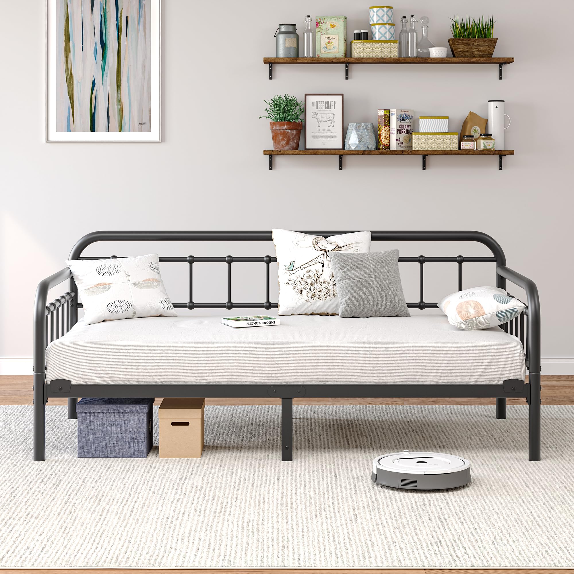 Bedframe met Gevoerd Hoofdgedeelte Lichtgrijs 90 x 200 cm