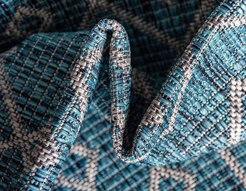 Vista 102 de Unique Loom Alfombra Colección enrejado Marroquí Celosía Transicional Interior y Exterior, Polipropileno Gris carbón/natural